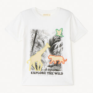 T-shirt manches courtes avec photoprint thème jungle pour garçon 