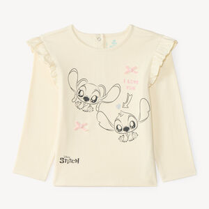 T-shirt manches longues bébé fille print Stitch et Angel 