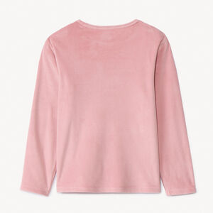 Set pyjama 2 pièces uni rose en micropolaire pour fille  