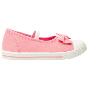 Babies roses en toile avec nœud et lanière élastiquée pour bébé fille 