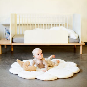 Tapis fleur Ø 110 cm écru 