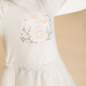 Robe de cérémonie bi-matière effet 2 en 1 pour bébé fille 