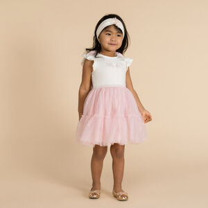 Robe bi-matière effet 2 en 1 avec ailes de papillon pour bébé fille 