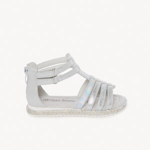 Sandales argentées texturées à zip + double velcros fille 
