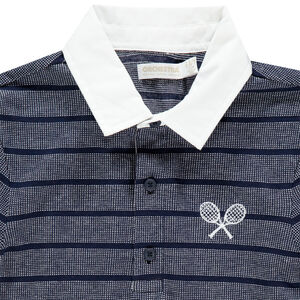 Polo manches courtes à rayures et col uni 