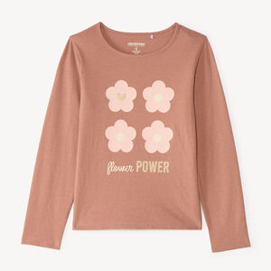 T-shirt manches longues print pailleté pour fille 