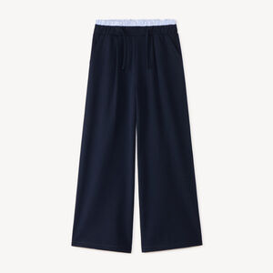 Pantalon fille large en flanelle avec empiècement à la taille 