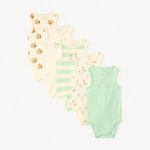 Lot de 5 bodies sans manches en jersey motifs savane pour bébé garçon 