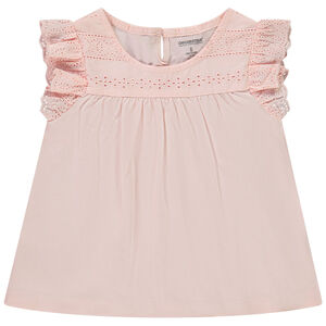 T-shirt manches courtes avec broderie anglaise pour fille 