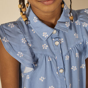 Robe manches courtes volantées imprimé fleurs pour fille 