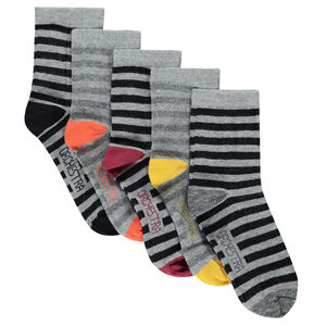 Lot de 5 paires de chaussettes rayées pour enfant garçon 