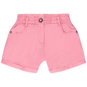 Short taille haute uni en coton fantaisie pour fille 