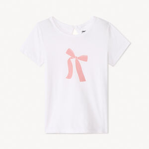 T-shirt manches courtes print nœud pour bébé fille 