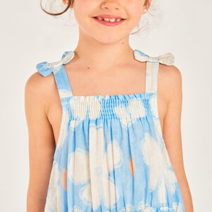 Robe à bretelles en seersucker imprimé fleuri pour fille 