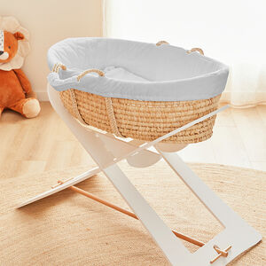 Couffin en fibres et veloudoux Babou & Kendi - Gris 