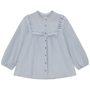 Chemise manches longues en toile avec empiècement volanté pour fille  