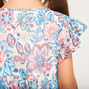 Robe manches courtes volantée et imprimé pour fille  