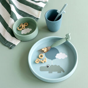 Coffret repas en silicone Happy Clouds bleu 