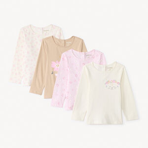 Lot de 4 t-shirts manches longues fantaisie pour bébé fille 
