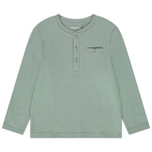 T-shirt manches longues en nid d'abeille et col tunisien pour garçon 