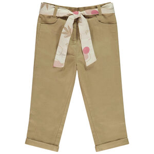 Pantalon doublé en toile avec ceinture arty fantaisie pour bébé fille 