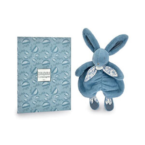 Doudou plat lapin bleu 29 cm 