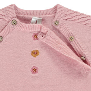 Ensemble combinaison uni en tricot + collant fantaisie pour bébé fille 