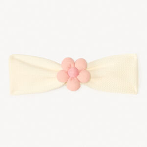 Bandeau en maille piqué avec fleurs en relief pour bébé fille 