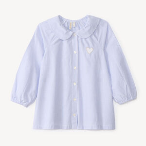 Chemise bébé fille à manches longues bouffantes et à rayures 