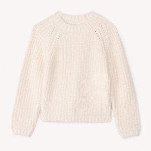 Pull en tricot perlé scintillant et brodé pour fille 