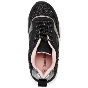 Baskets basses en lurex pailletés noir avec lacets pour fille 