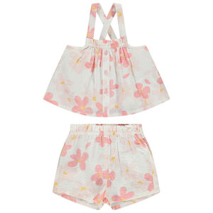 Ensemble en seersucker imprimé fleurs pour bébé fille 