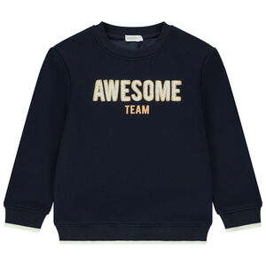 Sweat en molleton et contrecolle velours + broderie pour garçon 