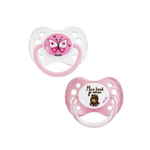 Lot de 2 sucettes avec tétine anatomique en silicone +6 mois  