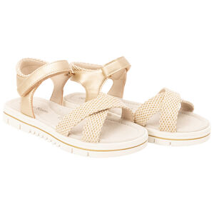 Sandales dorées à brides croisées effet peau de serpent pour fille 