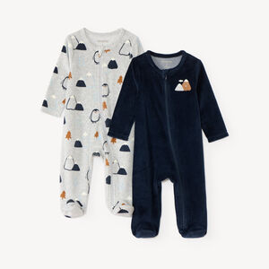 Lot de 2 dors-bien zippés bébé garçon en velours  