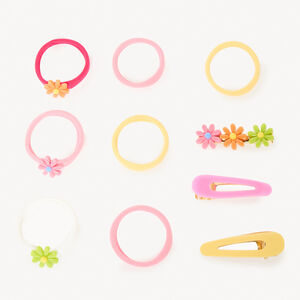 Lot de 3 barrettes + 7 élastiques multicolores pour fille  