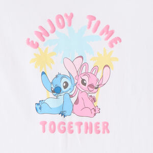T-shirt manches courtes print Stitch et Angel Disney pour bébé fille 