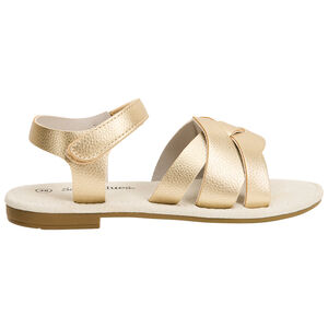 Sandales dorées à larges brides croisées pour fille 