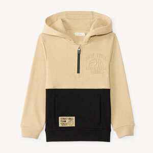 Sweat à capuche garçon col zippé bicolore  