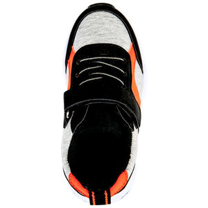 Baskets basse gris chiné avec touches orange et velcro pour garçon  