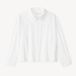 Chemise blanche à manches longues fille avec détails strass 