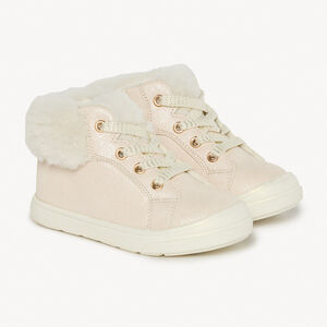 Bottillons à paillettes avec col fourrure pour fille 