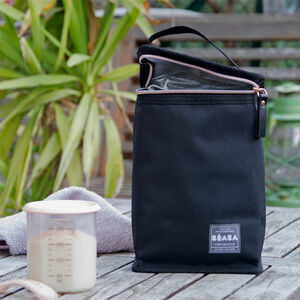Pochette repas isotherme - Noir/Rose 