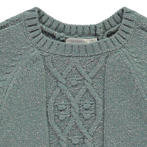 Pull uni en tricot torsadé scintillant pour fille 
