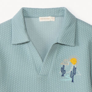 Sweat molleton effet cloqué à col polo garçon 