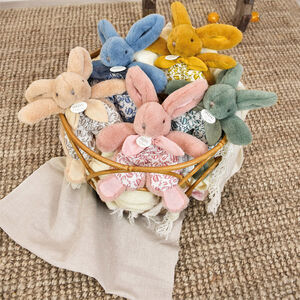Doudou plat Lapin 18 cm bleu 