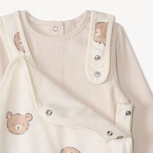 Ensemble 2 pièces salopette imprimé ourson pour bébé 