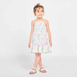 Robe sans manches avec imprimée fleurs et léopards pour bébé fille  