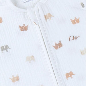 Gigoteuse TOG 1 en mousseline 70cm imprimé éléphants blanc 